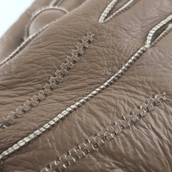 LAMO Women's 100% Australian Sheepskin Taupe Leather Gloves Stitches Size Large - Picture 8 of 11